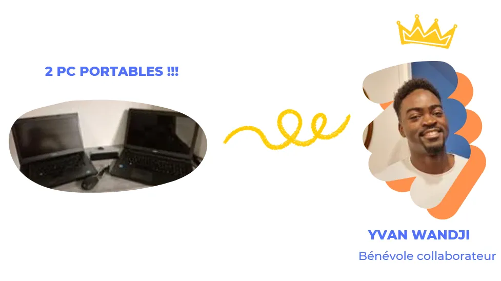 Deux ordinateurs portables récoltés par Yvan Wandji